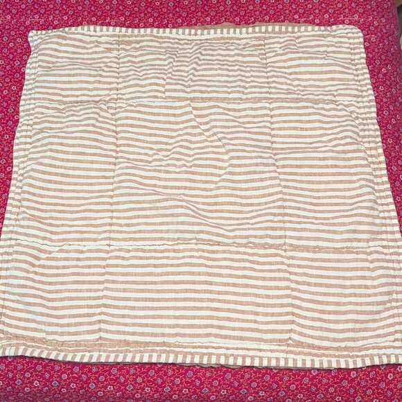 West Elm European Flax Linen Classic Stripe Duvet Euro Sham Terracotta Mélange - Picture 3 of 6